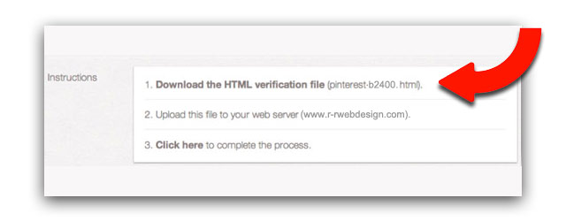 How to verify website address on Pinterest 3