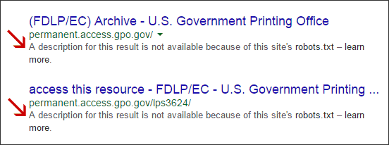 Example of a website blocked by its robots.txt