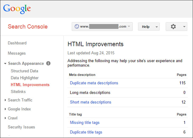 Google Search Console HTML improvements