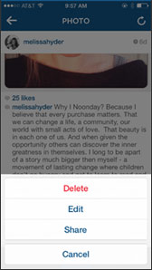 Instagram editing screen